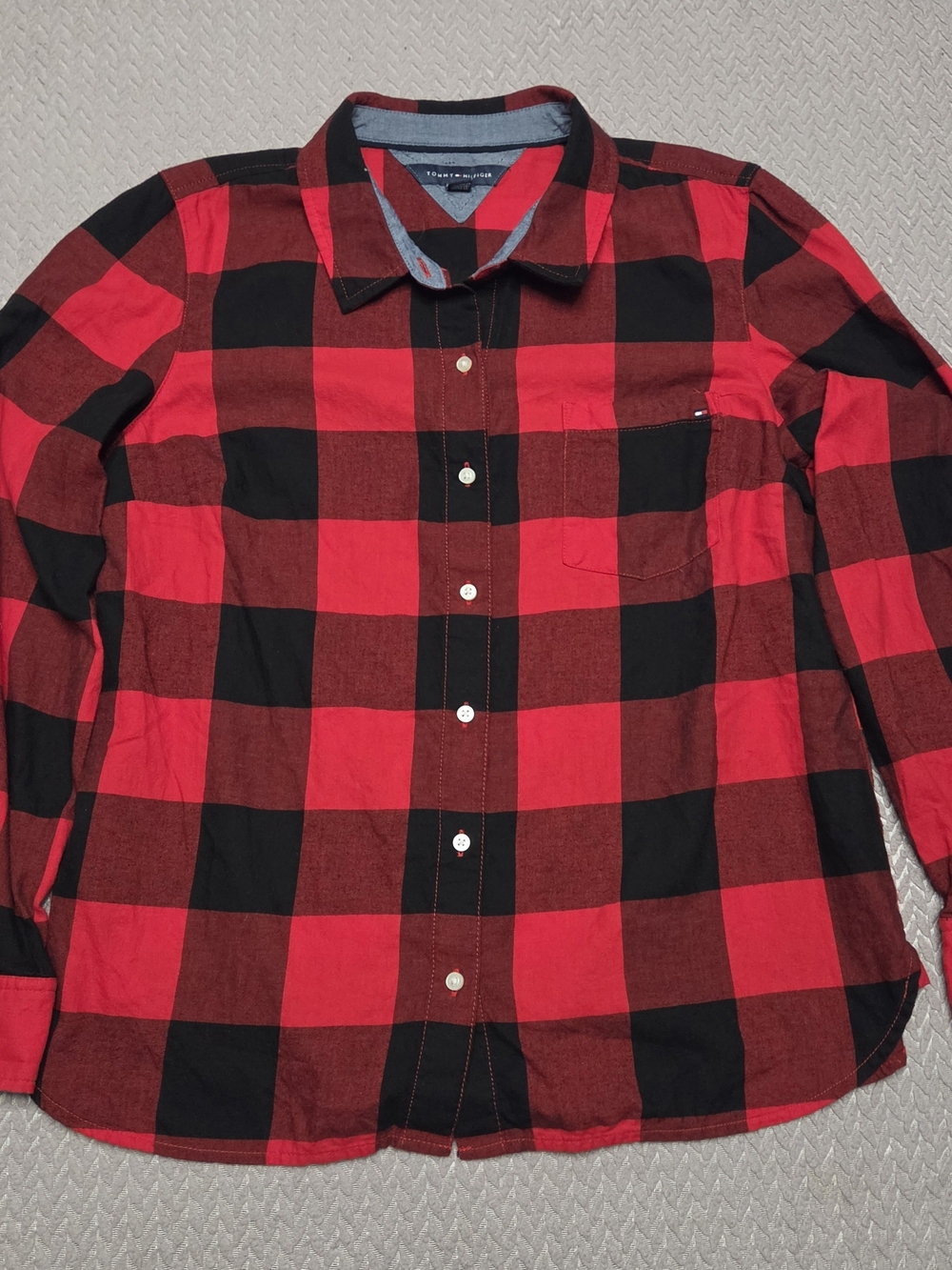 Tommy Hilfiger Red and Black Buffalo Plaid Button-Down Shirt